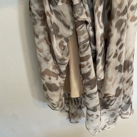 Chico's 0 Long High Low Cheetah Leopard Print Dress Jeweled V Neck Women's Small - Picture 5 of 10